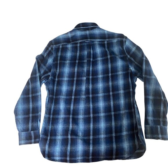 Jachs Mens Heritage Flannel Shirt Size L Blue Plaid Heavyweight Cotton Outdoors - Picture 4 of 10